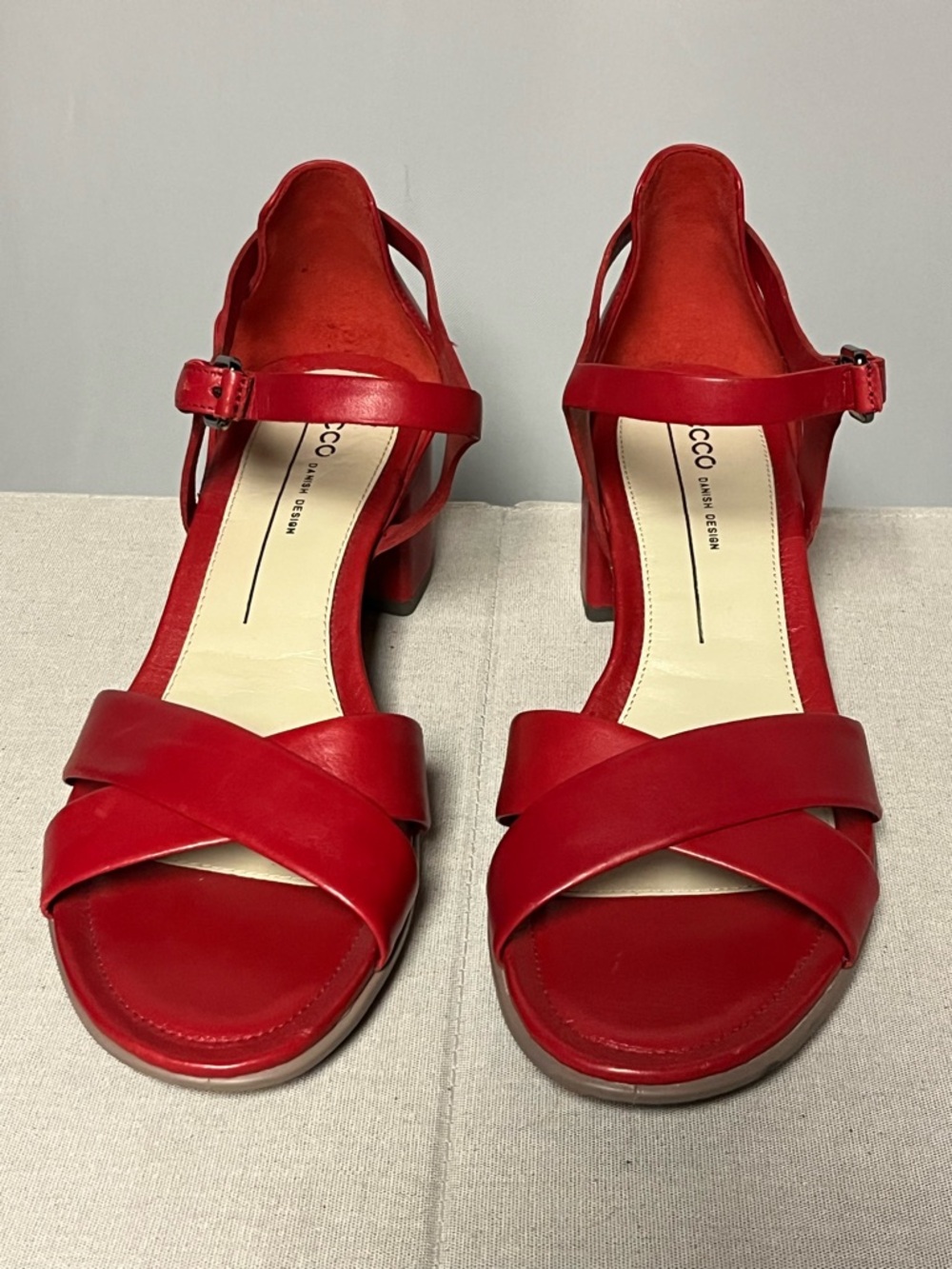 Ecco Women’s Red Leather Crossover Ankle-Strap Sandals - Picture 2 of 11
